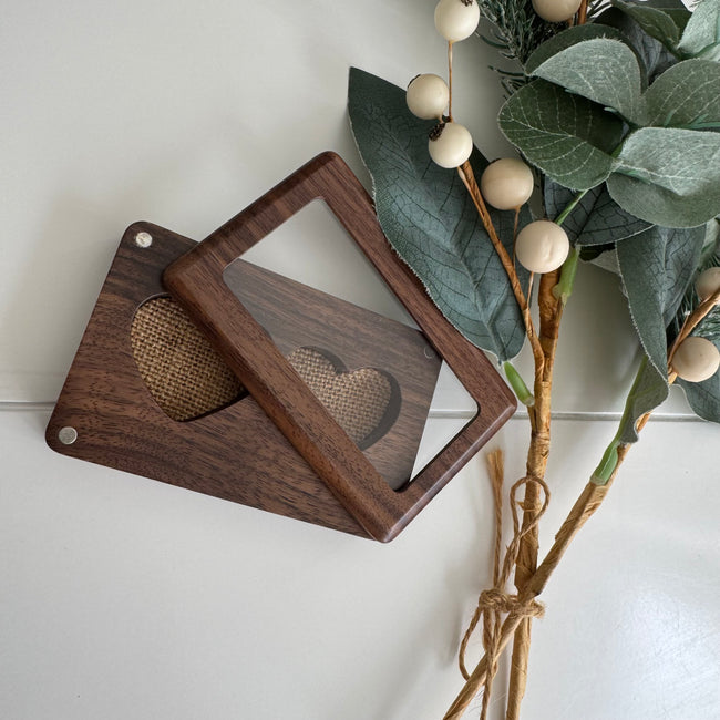 Wooden Ring box with 2 slots for wedding or engagement