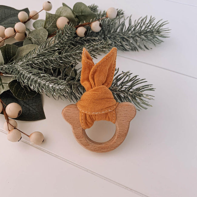 Baby Teethers Personalised Wood Bear Animal Teether For Baby