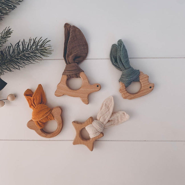 Baby Teethers Personalised Set Wood Natural Baby Eco Friendly