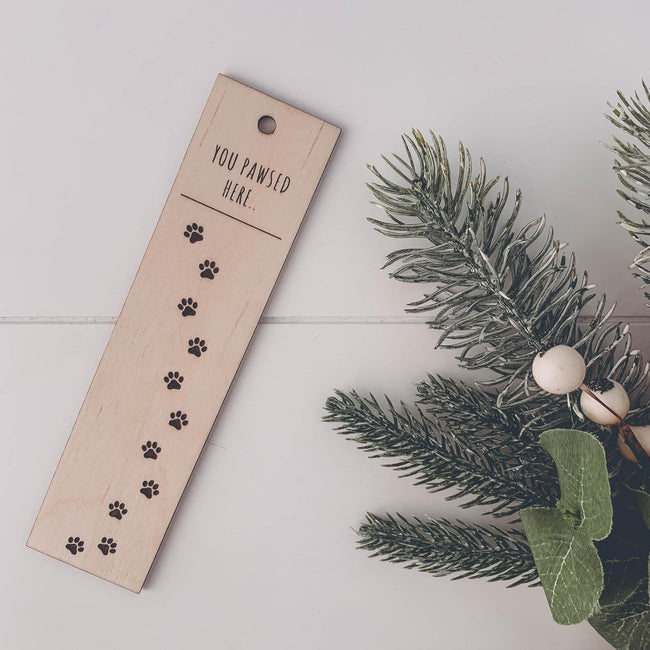 Bookmark Engraved Gift Natural Wood Eco Friendly Book Pawsed Pet Lover Personalised Gift For Her Gift For Mum