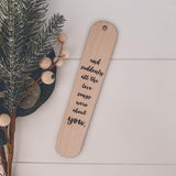 Bookmark Engraved Gift Natural Wood Eco Friendly Book Love Songs Personalised Gift For Bookworm