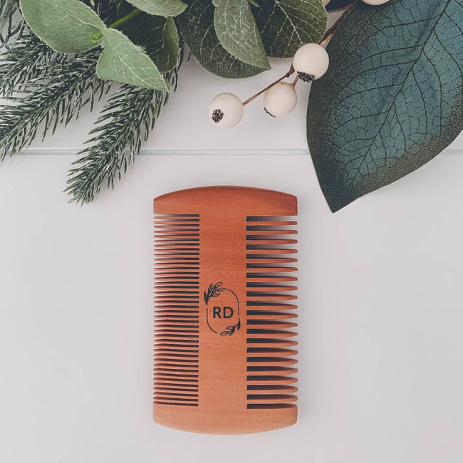 Natural wooden engraved beard comb, personalised groomsman gifts nz, What to buy groomsmen for gifts