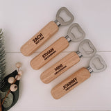 wooden beer bottle opener, personalised beer bottle opener, engraved wood bottle opener nz, engraving for bottle openers, where to buy custom bottle openers nz