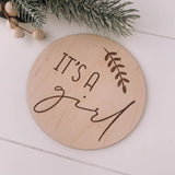 Gender Reveal Plaque NZ Baby Shower Reveal Sex Reveal Wood Natural Party Fun It's A Girl
