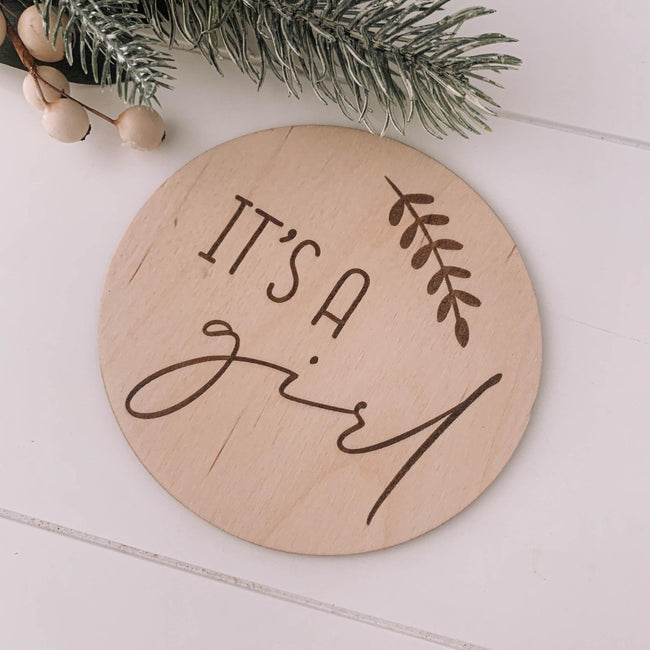 Gender Reveal Plaque NZ Baby Shower Reveal Sex Reveal Wood Natural Party Fun It's A Girl