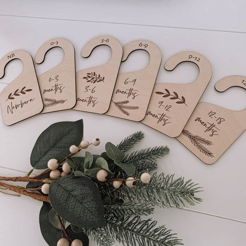 Personalised baby clothes hanger, childrens hanger, engraved wooden hanger, baby clothes divider, wooden newborn gift, eco friendly wood engraved baby clothes