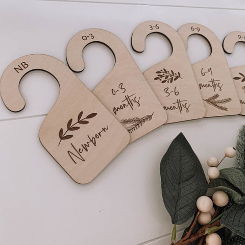 Personalised baby clothes hanger, childrens hanger, engraved wooden hanger, baby clothes divider, wooden newborn gift, clothes dividers engraved natural wood