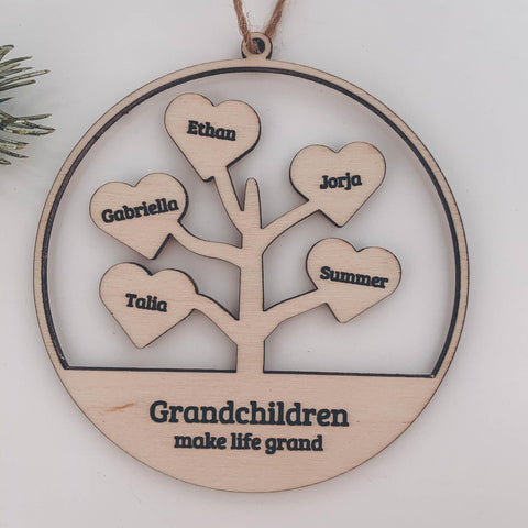 Best Christmas Ornaments NZ Natural Wood Christmas Tree Best Friends Ornaments Personalised Family Tree Gift Grandchildren Gift For Grandparents