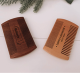 Personalised beard comb gift nz, Beard comb with leather pouch, walnut beard comb with case