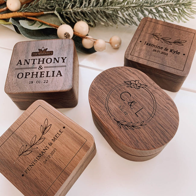 We have a huge range of beautiful wooden ring boxes right here in New Zealand. Order your custom ring box today.