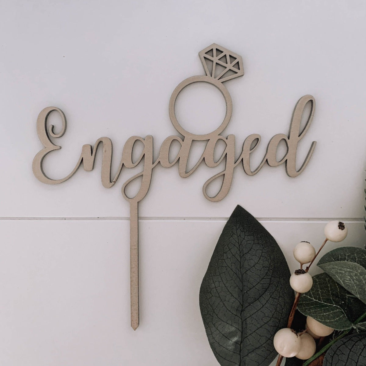 Engaged Cake Topper With Heart - Letterfy