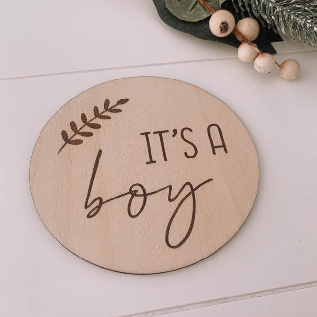 Gender Reveal Plaque NZ Baby Shower Reveal Sex Reveal Wood Natural Party Fun It's A Boy