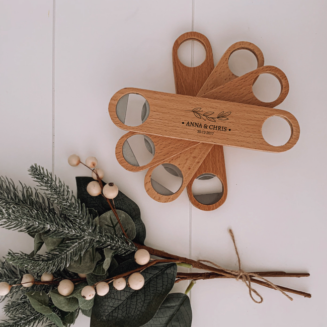 Long Wooden Bottle Openers, Gifts for groomsmen nz, personalised wedding favours and gifts for guests