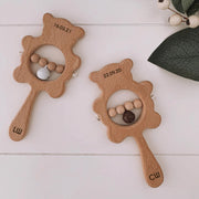Personalised wooden rattle, baby rattle, initials customised rattle, baby toy, newborn gift, natural wood rattle