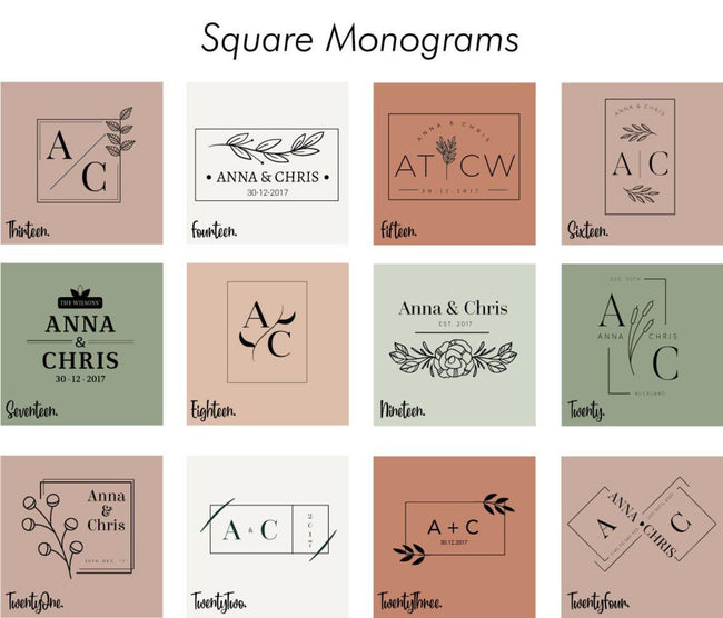 Square monogram designs for custom engraving ring boxes nz